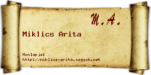 Miklics Arita névjegykártya