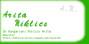 arita miklics business card